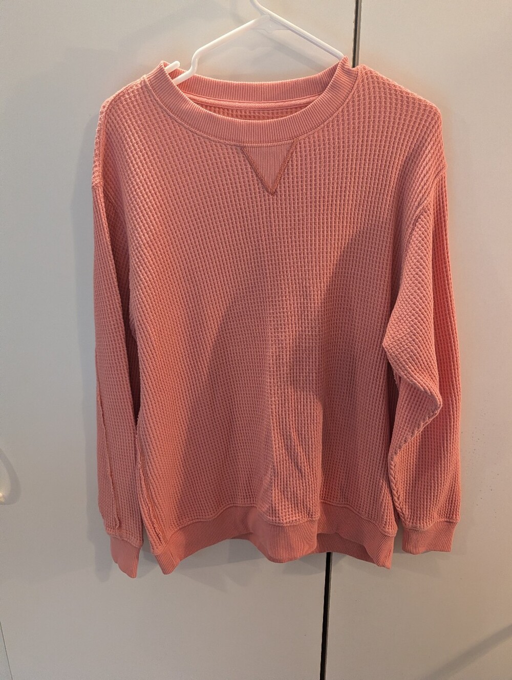 Aerie XS Pink Waffle Knit Crewneck Sweatshirt